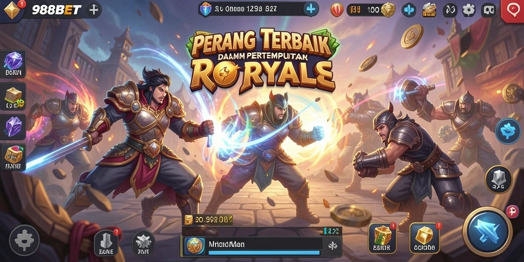 Tangkapan layar permainan 988BET menampilkan aksi pertempuran Battle Royale yang intens.