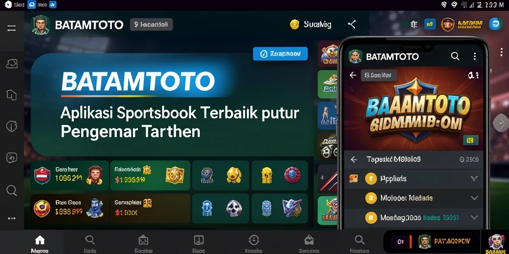 Tangkapan layar menunjukkan tampilan antarmuka aplikasi BATAMTOTO dengan opsi taruhan olahraga.