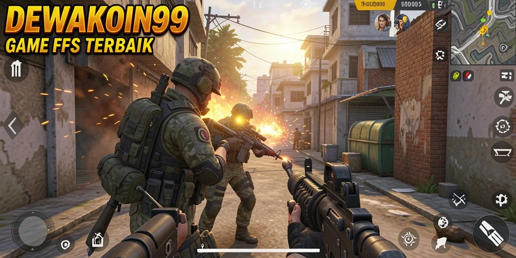 Tangkapan layar gameplay mendebarkan dari DEWAKOIN99 yang menunjukkan aksi pertempuran FPS.