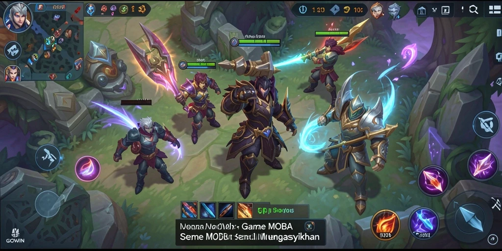 Screenshot gameplay GOWIN yang memperlihatkan aksi seru dalam pertarungan tim.