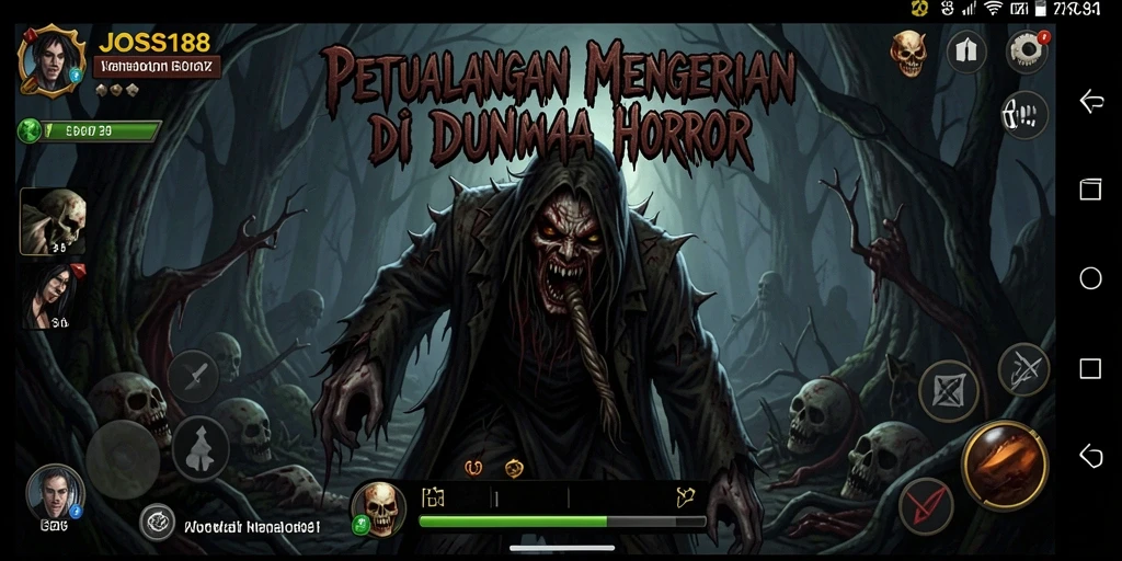 Screenshot utama menampilkan suasana mencekam dalam JOSS188 dengan makhluk menyeramkan.