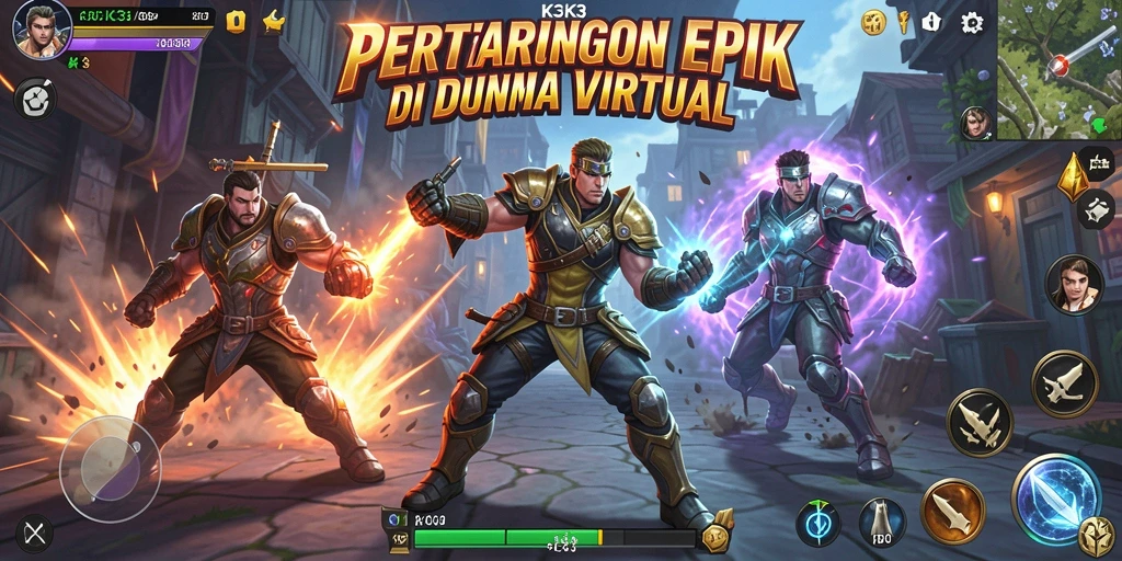 Gameplay K3K3 dengan pertarungan seru dan karakter unik.