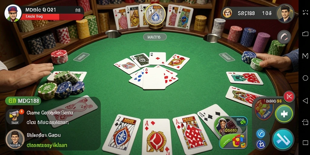 Screenshot gameplay MDG188 menampilkan suasana permainan Gaple yang seru.