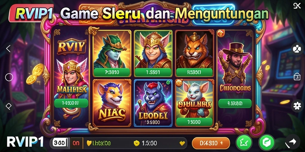 Tampilan gameplay menarik dari RVIP1 dengan berbagai simbol Slot.