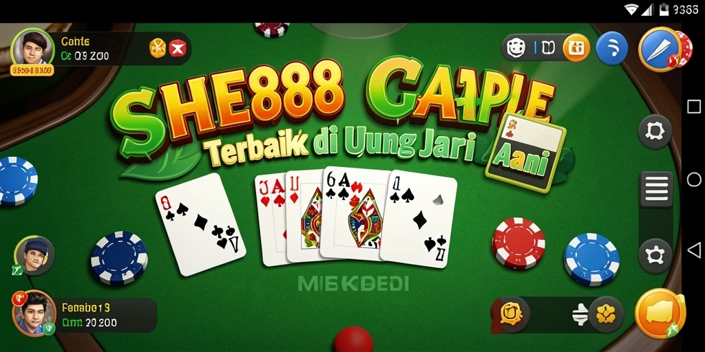 Screenshot utama SHE888 menampilkan antarmuka gameplay Gaple yang menarik.